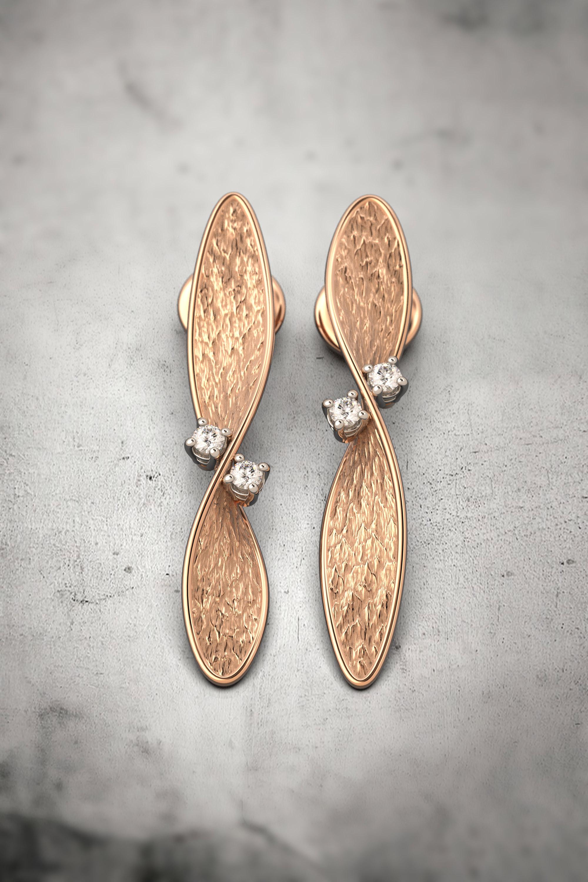 Brilliant Cut 18k Gold Diamond Earrings made in Italy by Oltremare Gioielli, Italian Jewelry. For Sale