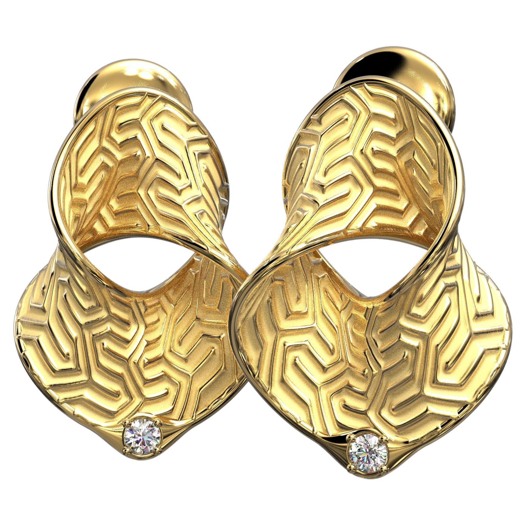 Pendientes de Diamantes de Oro de 18k Fabricados en Italia por Oltremare Gioielli, Joyería Italiana