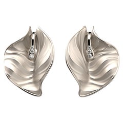 18k Gold Diamond Earrings, Oltremare Gioielli Fine Jewelry Made in Italy