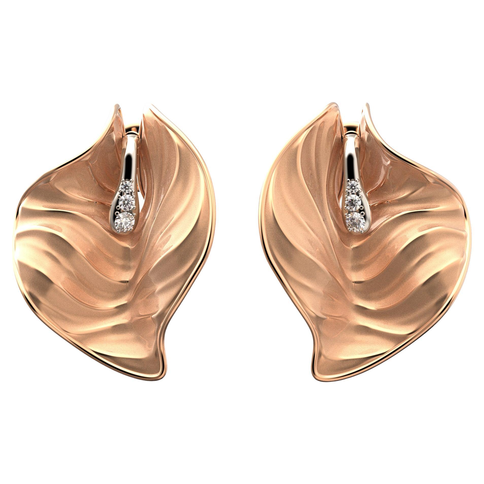 18k Gold Diamond Earrings, Oltremare Gioielli Fine Jewelry Made in Italy For Sale