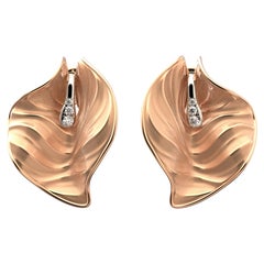 18k Gold Diamond Earrings, Oltremare Gioielli Fine Jewelry Made in Italy