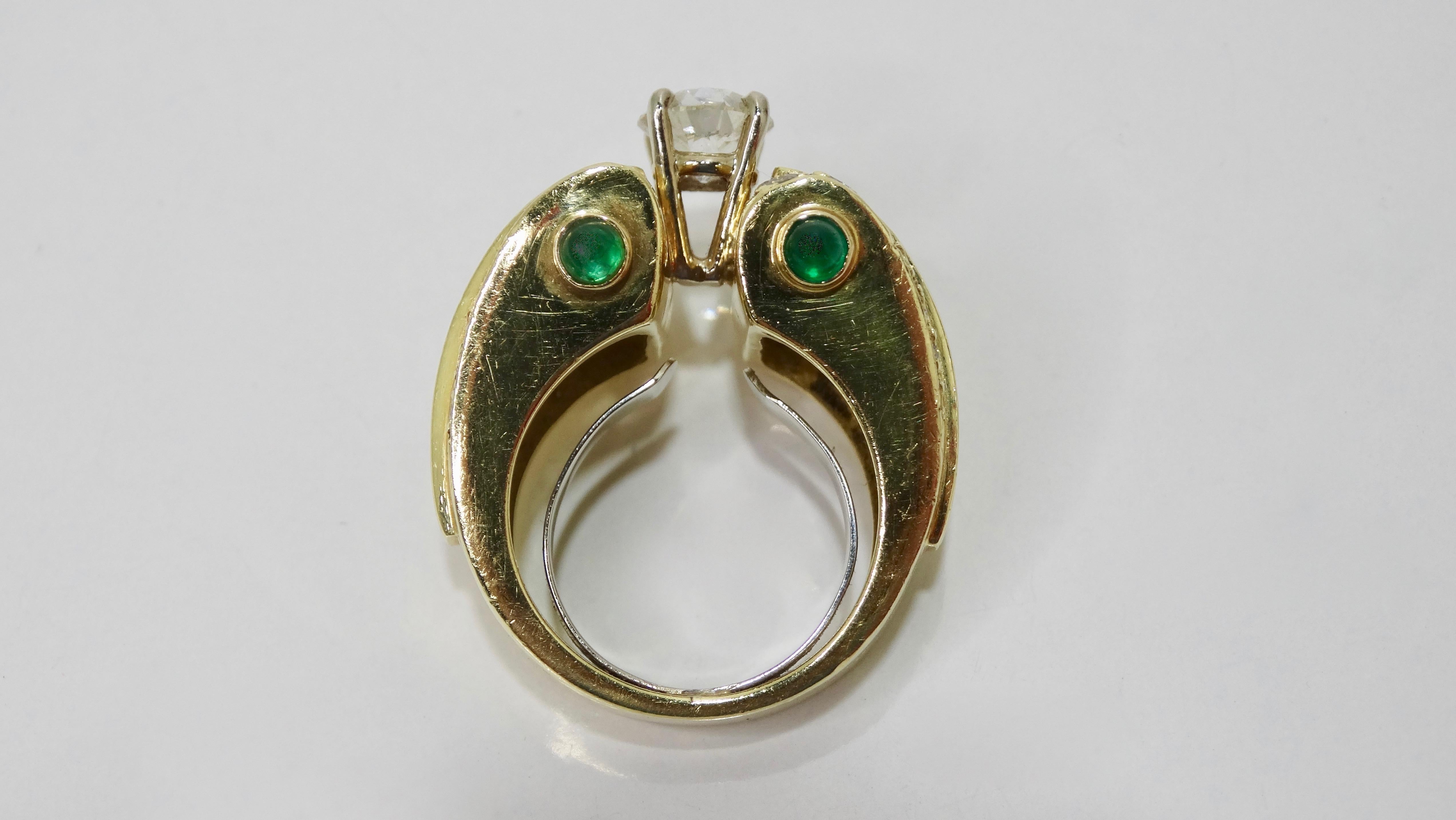 Diamond & Emerald 1930s Cocktail Ring 18k Gold In Good Condition In Scottsdale, AZ