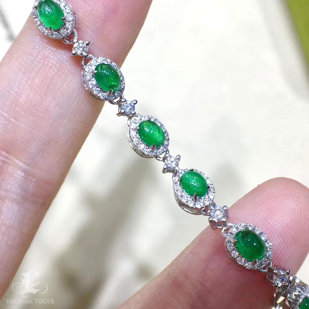 Women's 【Jādora】Verdant Garden Aurora Akoya Pearl & Emerald Bracelet For Sale