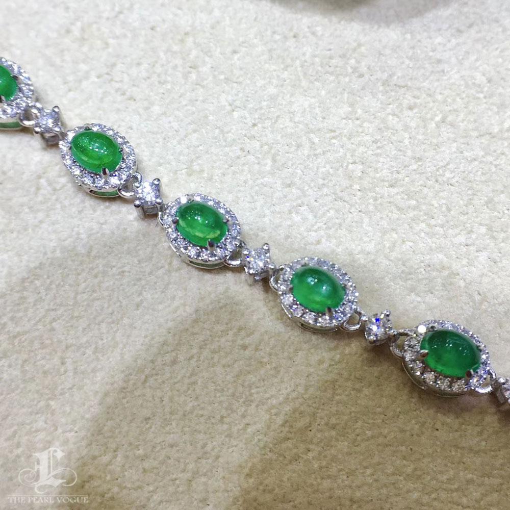 【Jādora】Verdant Garden Aurora Akoya Pearl & Emerald Bracelet For Sale 1