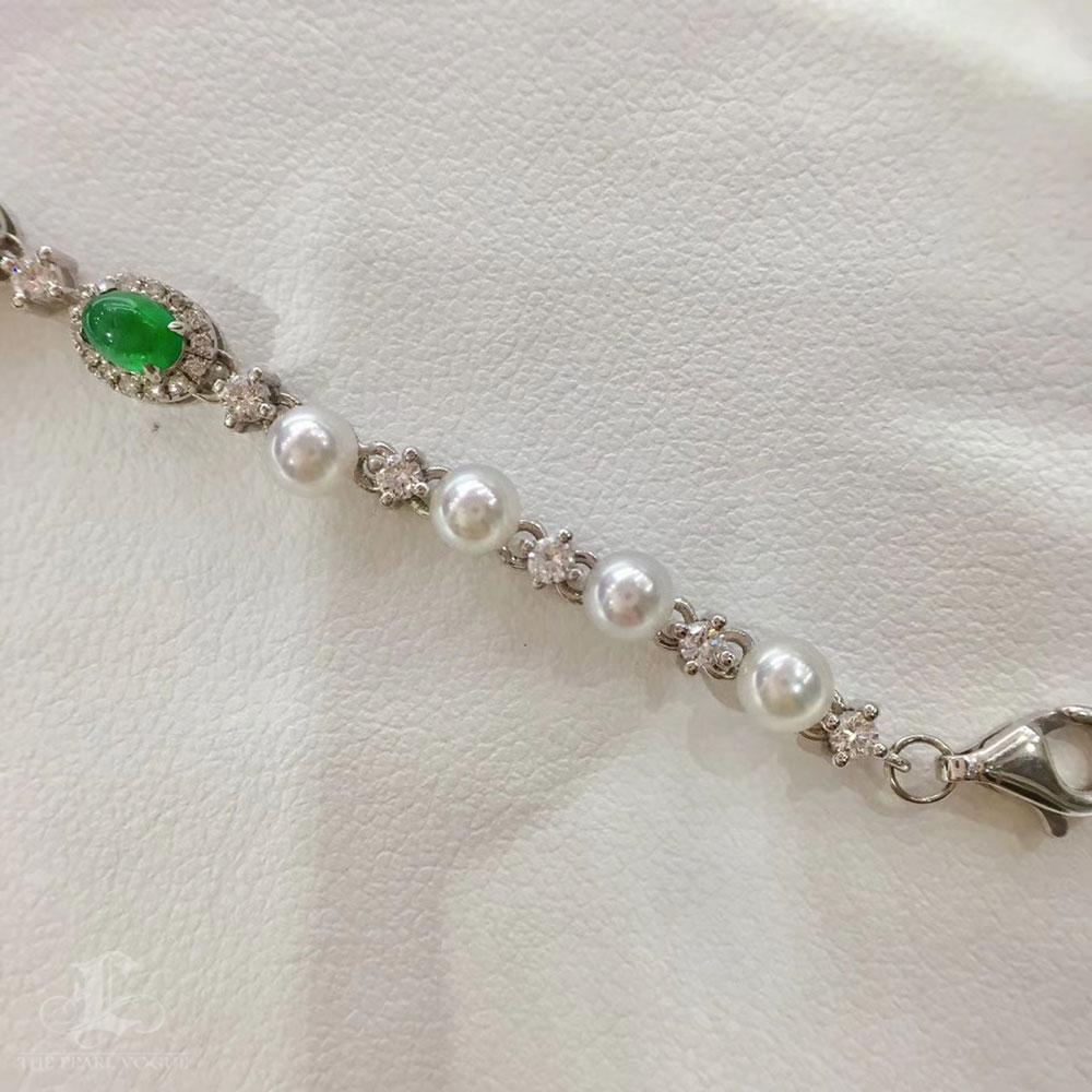 【Jādora】Verdant Garden Aurora Akoya Pearl & Emerald Bracelet For Sale 3