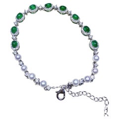 Giardino Verdeggiante Aurora Bracciale di perle Akoya e smeraldi