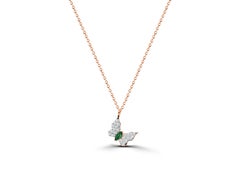 18k Gold Diamond Emerald Butterfly Necklace