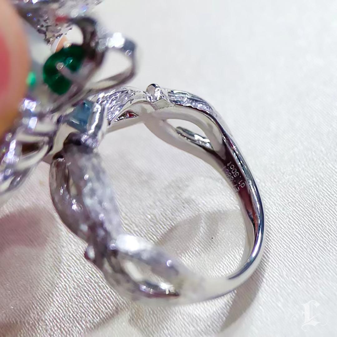 【Crown Radiance】Convertible Emerald & South Sea Pearl Statement Ring Pendant For Sale 1