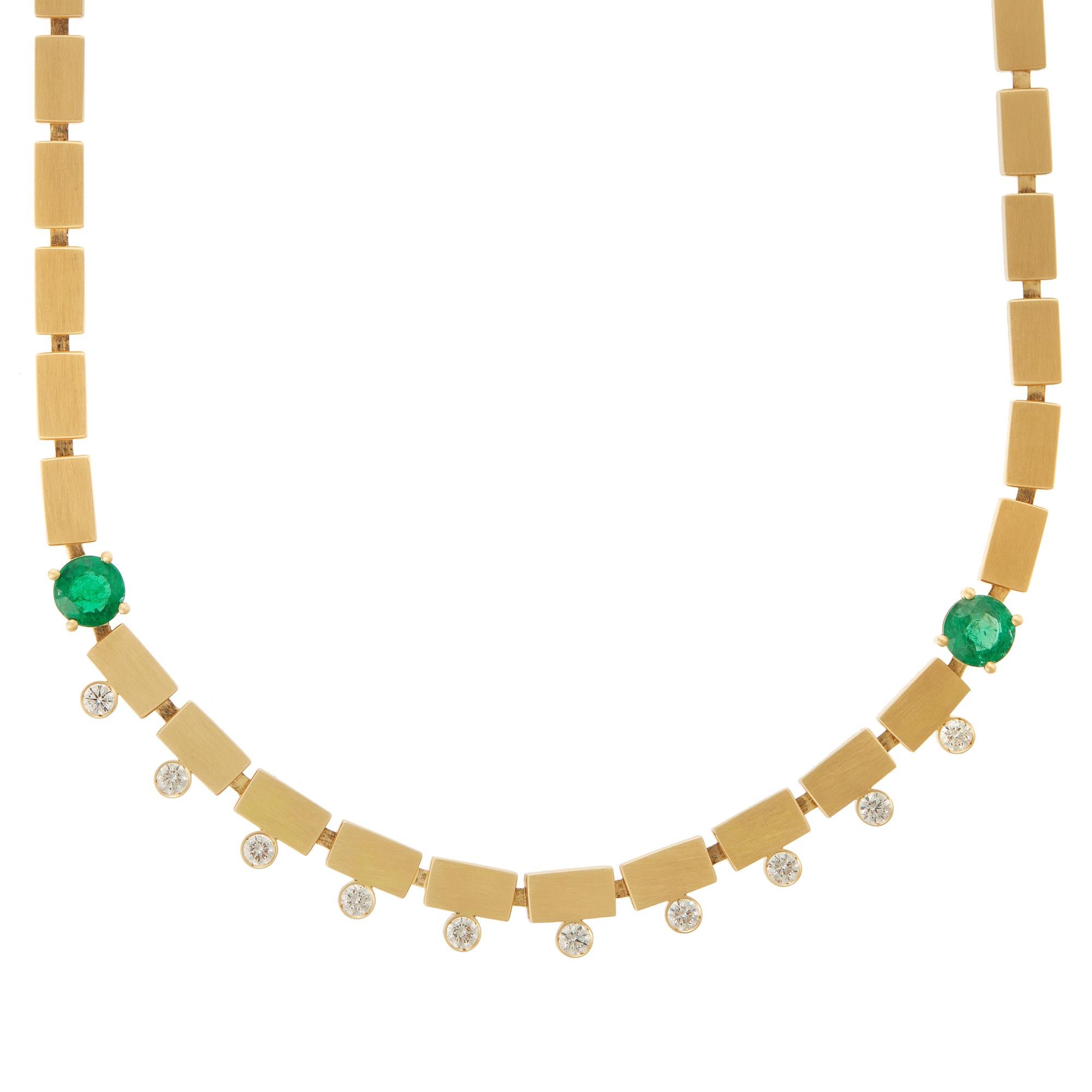 18 Karat Gold Diamond and Emerald River Dew Necklace For Sale 1