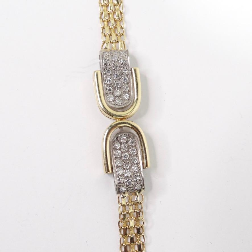 Square Cut 18K Gold Diamond Encrusted Bracelet For Sale
