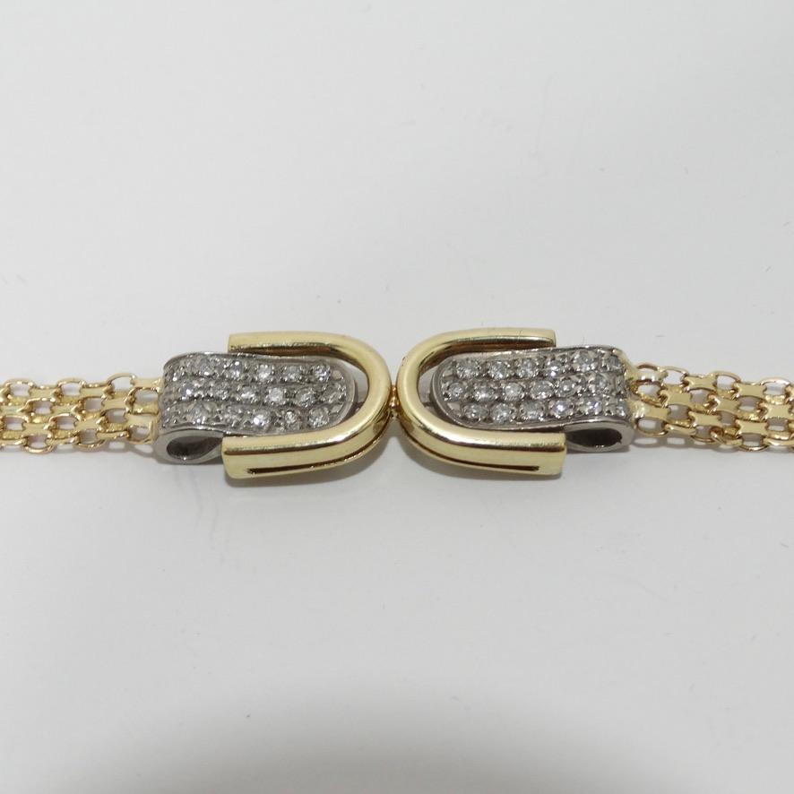 Women's 18K Gold Diamond Encrusted Bracelet For Sale