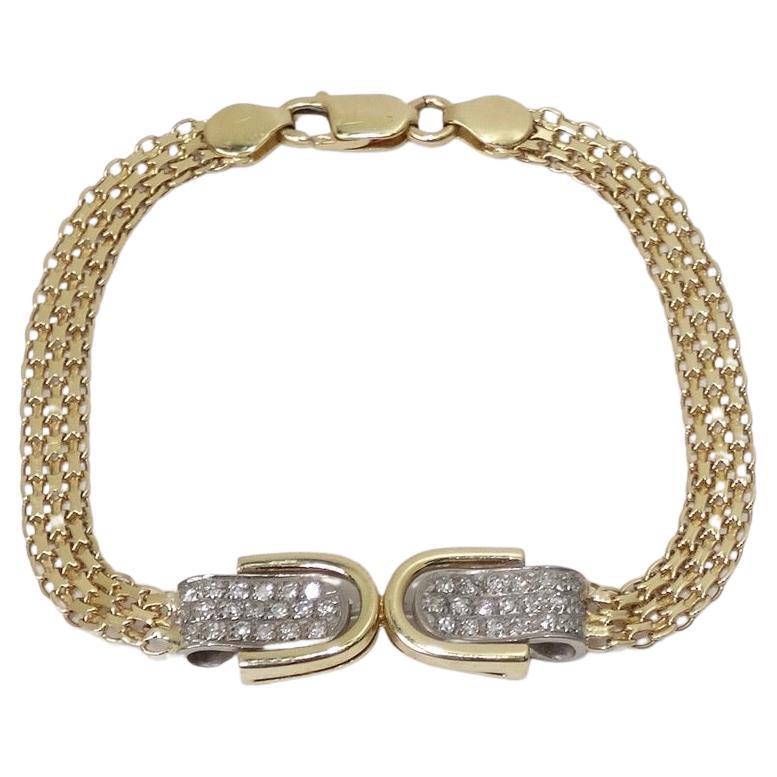18K Gold Diamond Encrusted Bracelet For Sale