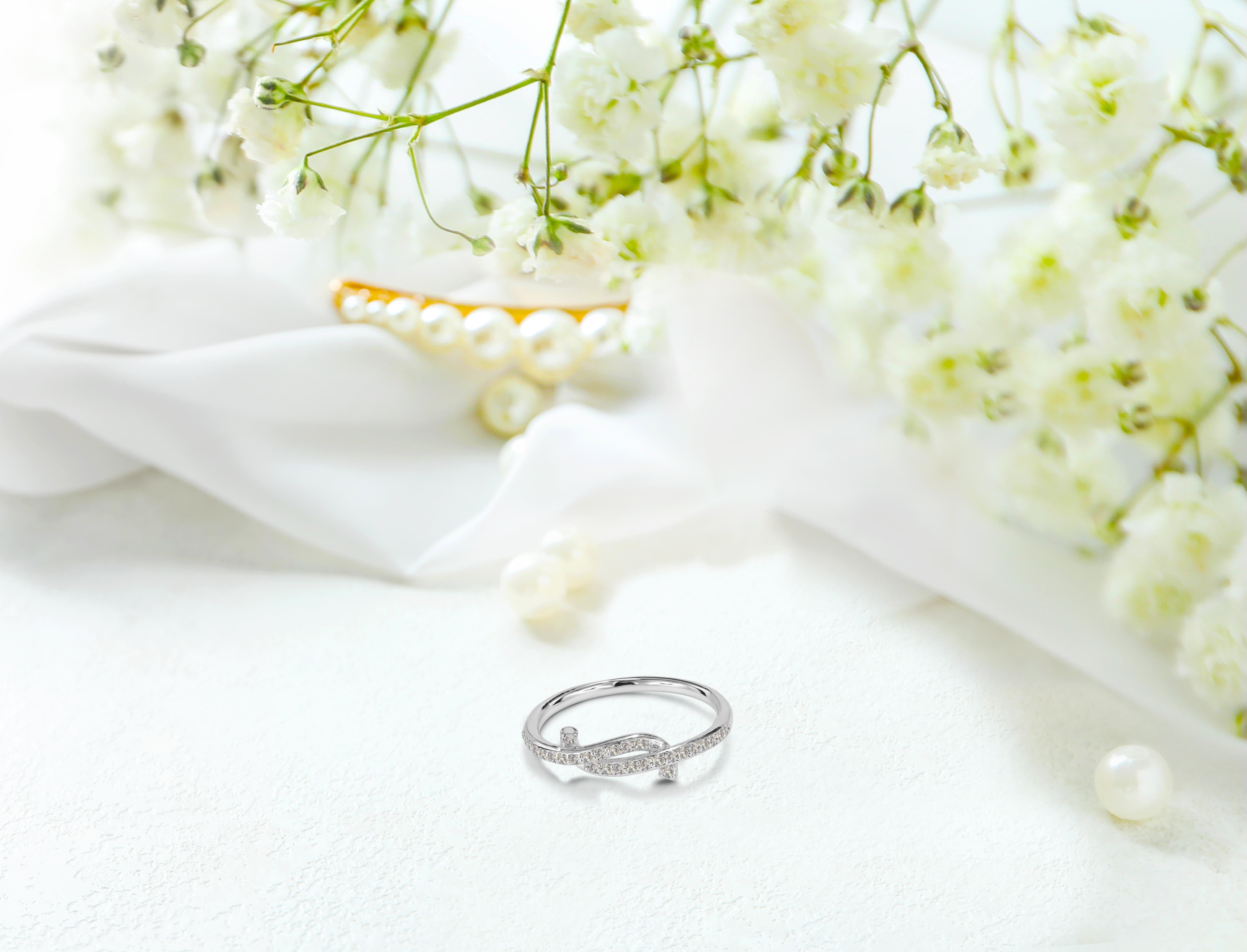 For Sale:  18k Gold Diamond Engagement Ring Diamond Knot Ring Wedding Ring 12