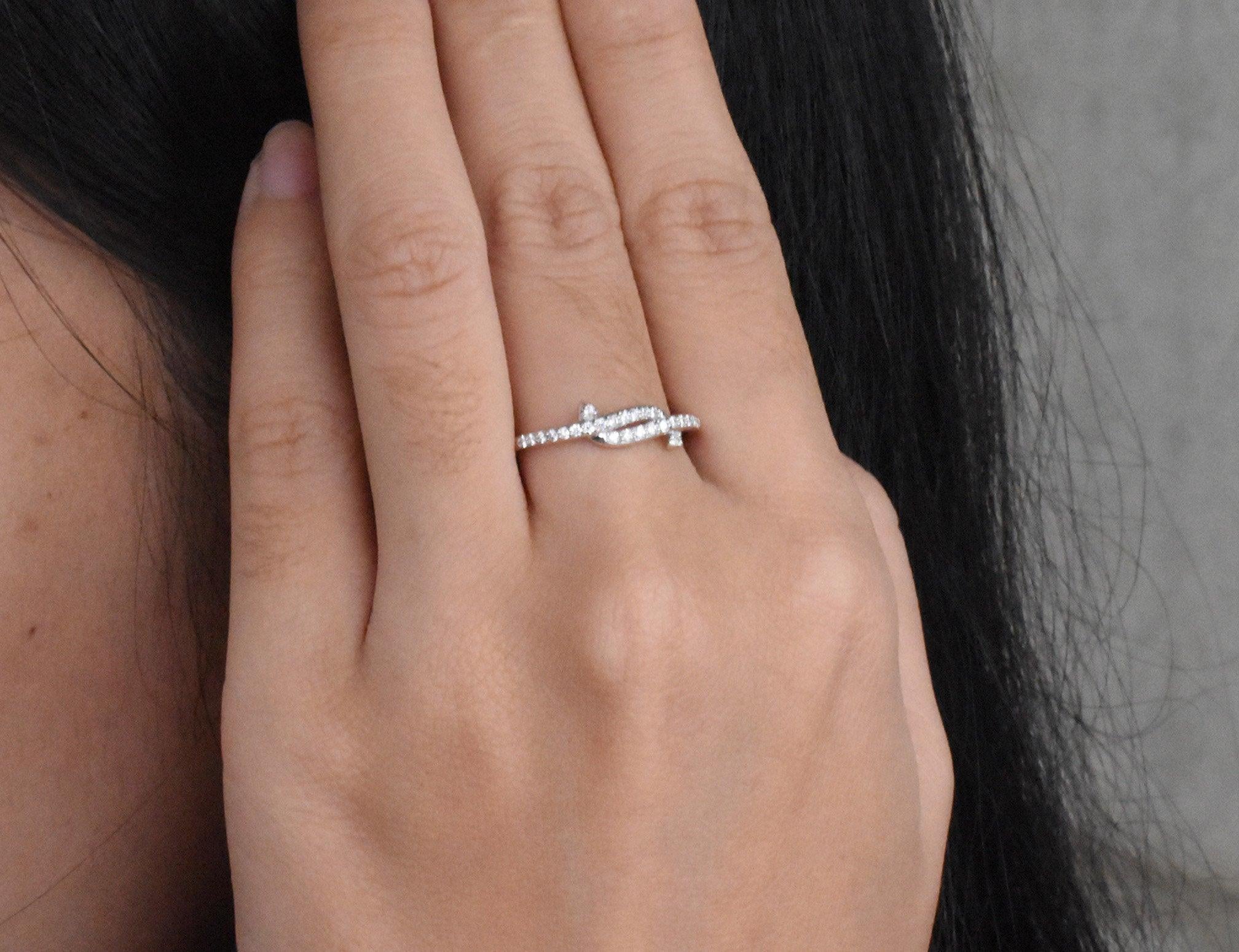 For Sale:  18k Gold Diamond Engagement Ring Diamond Knot Ring Wedding Ring 9