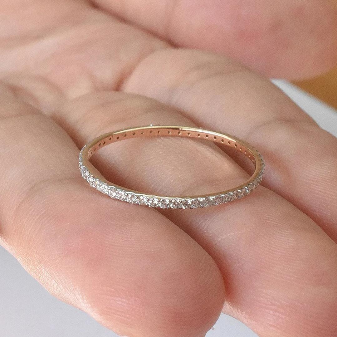For Sale:  18k Gold Diamond Eternity Ring Full Eternity Ring Wedding Band Ring 7