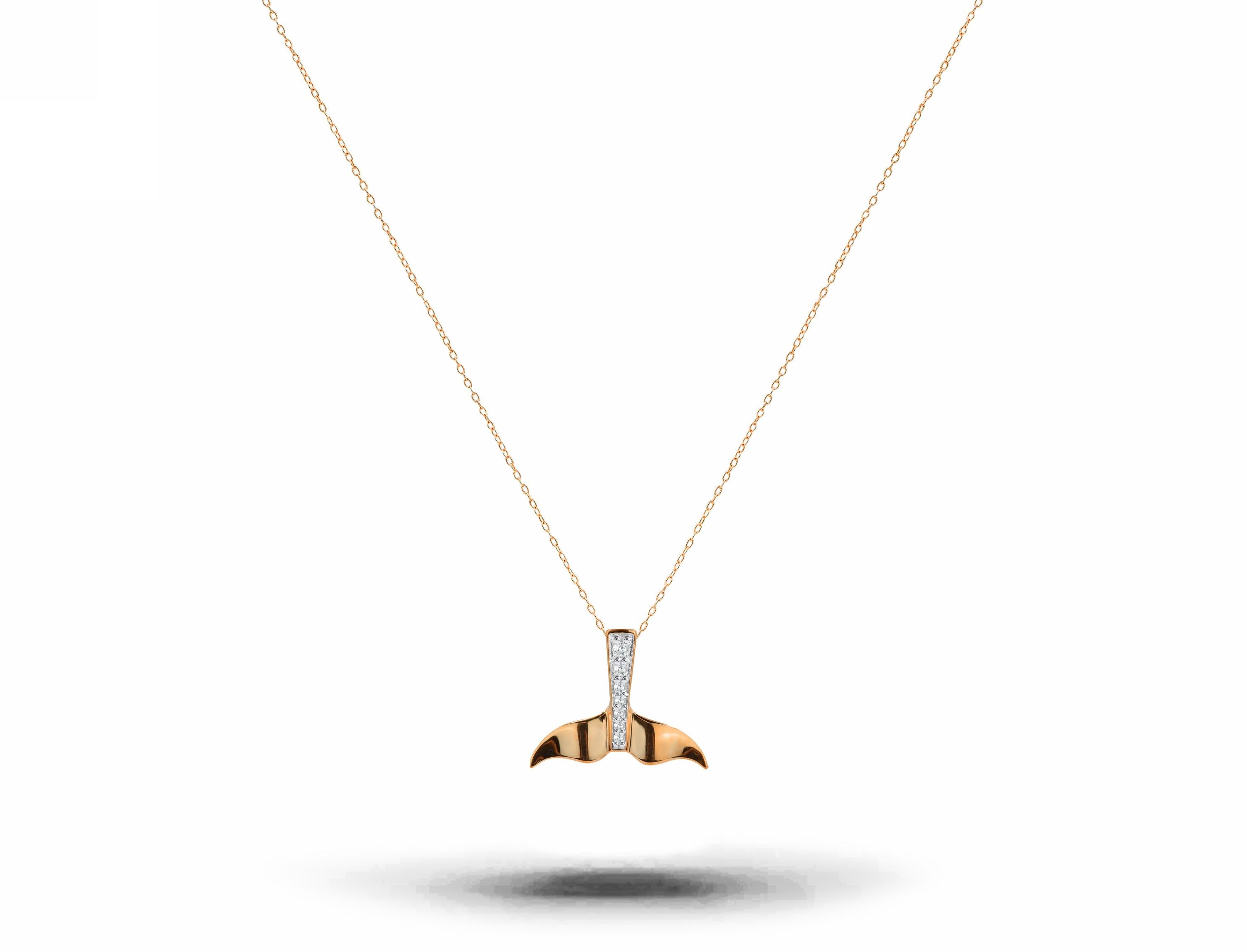 Diamond Fish Tail Necklace in 18k Rose Gold / White Gold / Yellow Gold.

Delicate dainty fish tail charm necklace with natural diamond set in 18k solid gold. This Modern minimalist necklace is a perfect gift for loved once and perfect to wear any