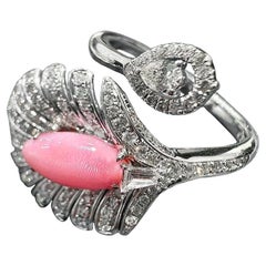【Conchéa】Flamingo Feather Aurora Conch Pearl Ring — 1.0ct