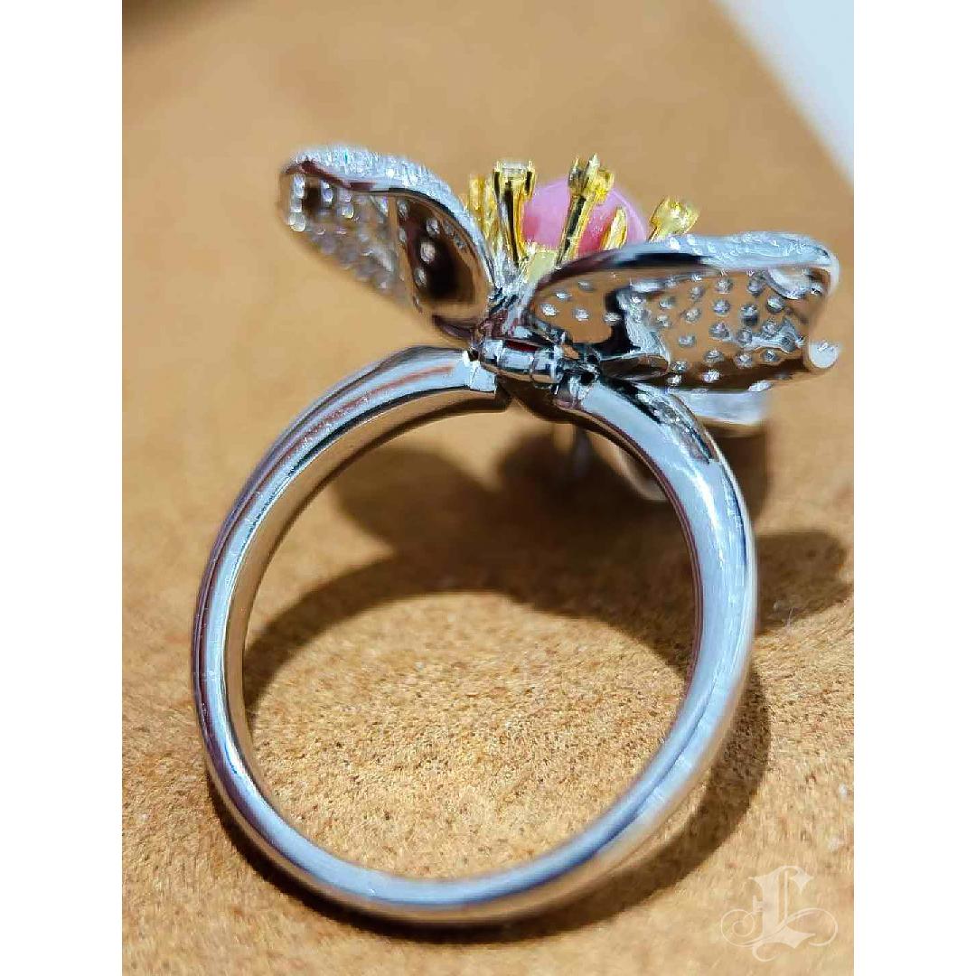 【Conchéa】Divine Orchid Convertible Conch Pearl Ring & Pendant — 1.3ct For Sale 4