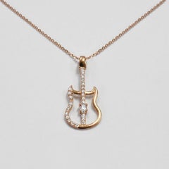 18k Gold Diamond Guitar Charm Necklace Guitarist Jewelry Music Lover Gift