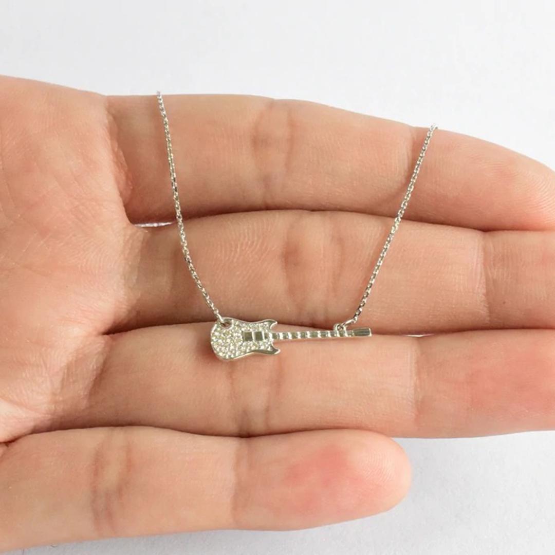 guitar necklace silver