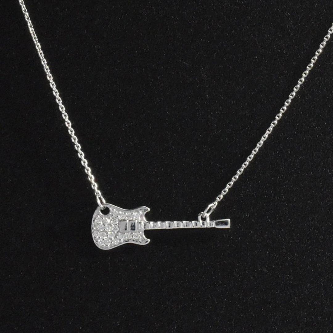 Collar Guitarra Diamante Oro 18k Regalo Amante de la Música Joyas Musicales Corte redondo en venta