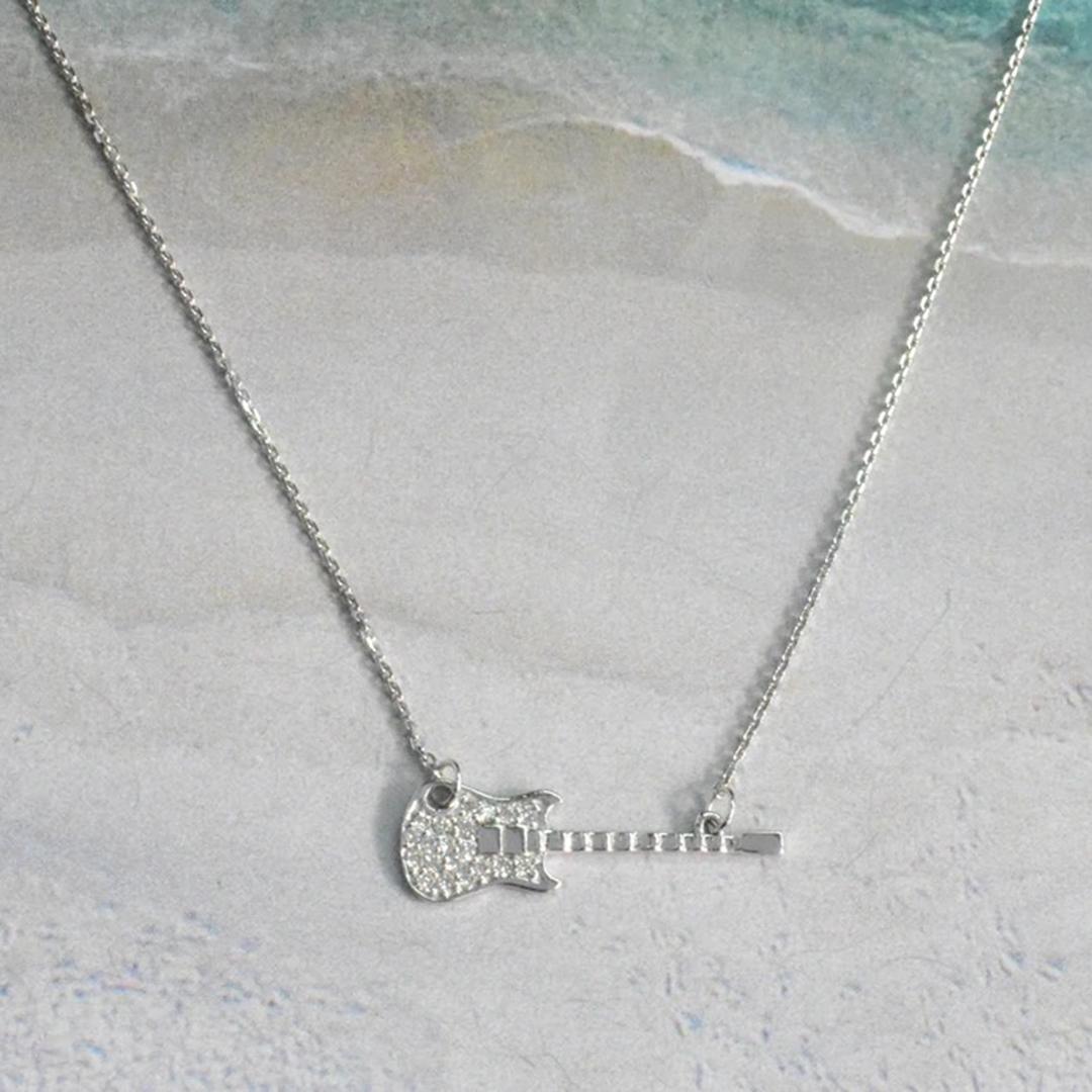 silver guitar necklace