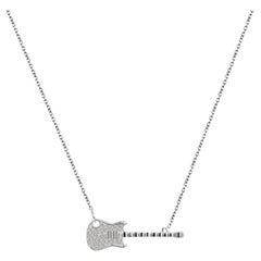 Collier de guitare en or 18 carats et diamants, cadeau d'amoureux de la musique