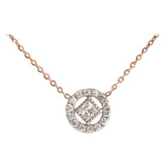 18k Gold Diamond Halo Necklace Princess Cut Necklace Diamond Pendant