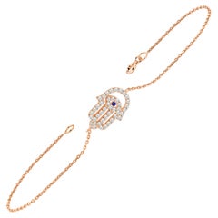 Pulsera de oro de 18 quilates con diamantes Mano Hamsa Pulsera de diamantes Mano de Fátima