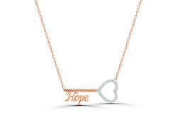 18k Gold Diamond Hope Key Necklace