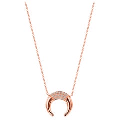 Halskette aus 18 Karat Gold mit Diamanten, Horn-Halskette, Dunkelmond-Diamant