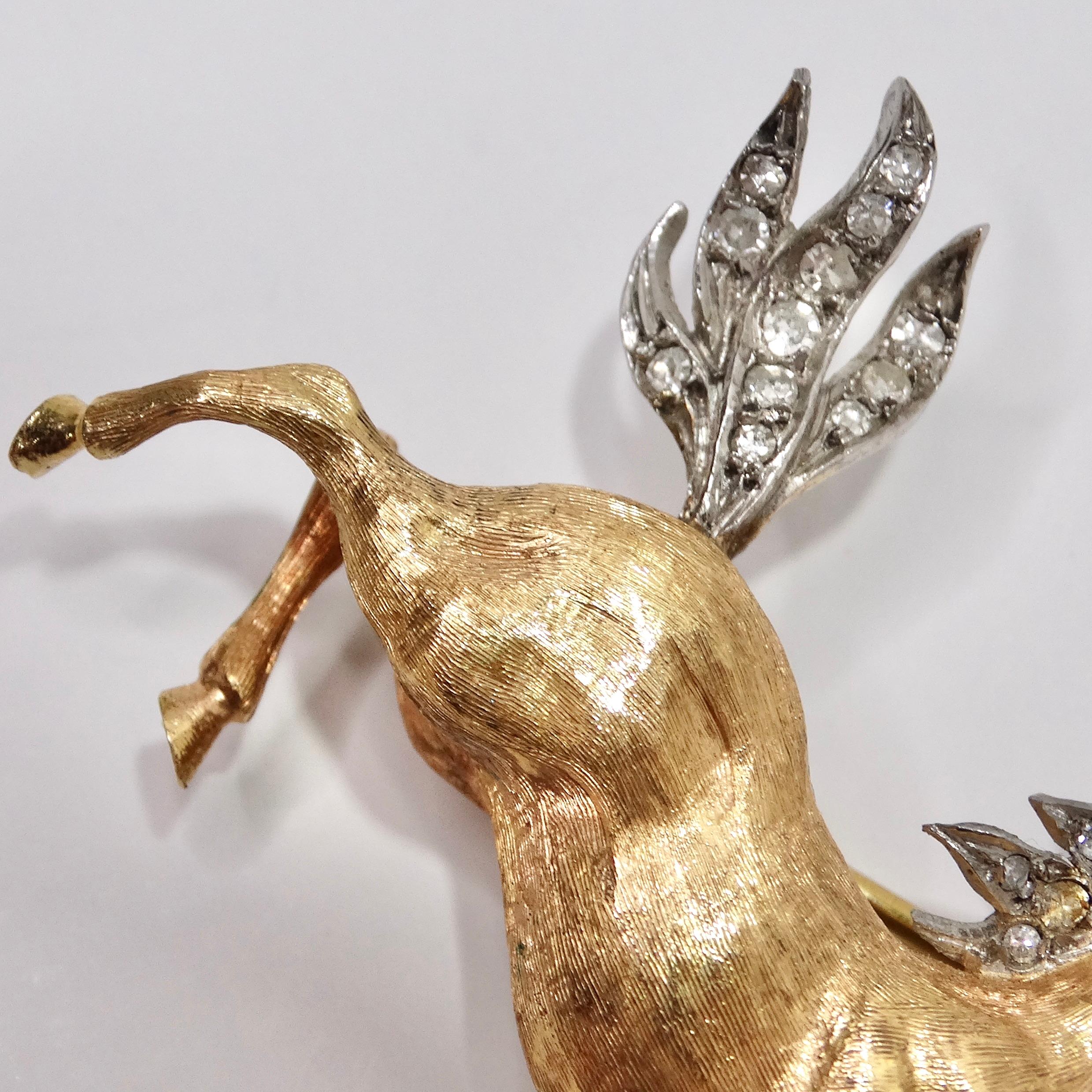 18K Gold Diamant Pferd Pin (Rundschliff) im Angebot