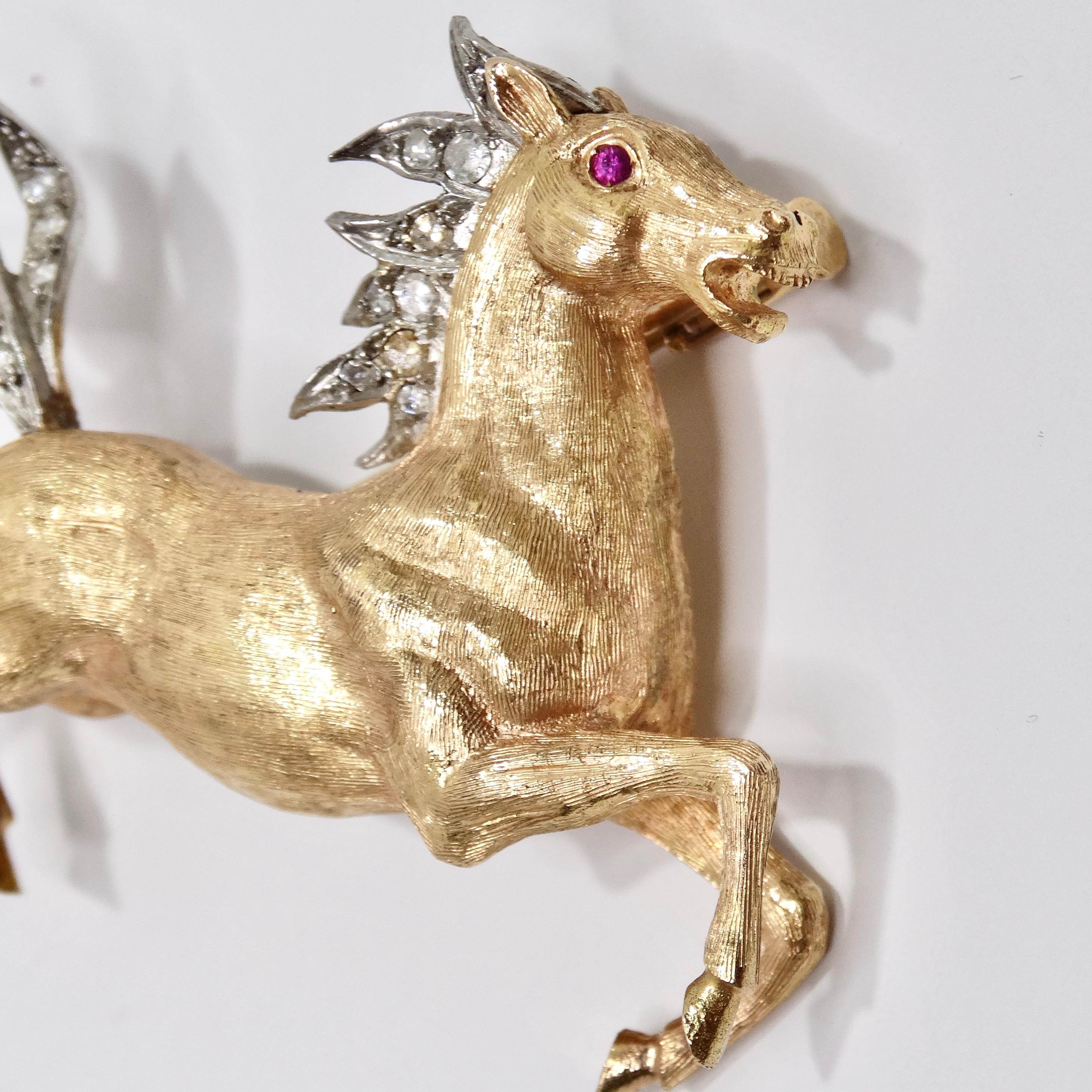 18K Gold Diamond Horse Pin For Sale 2