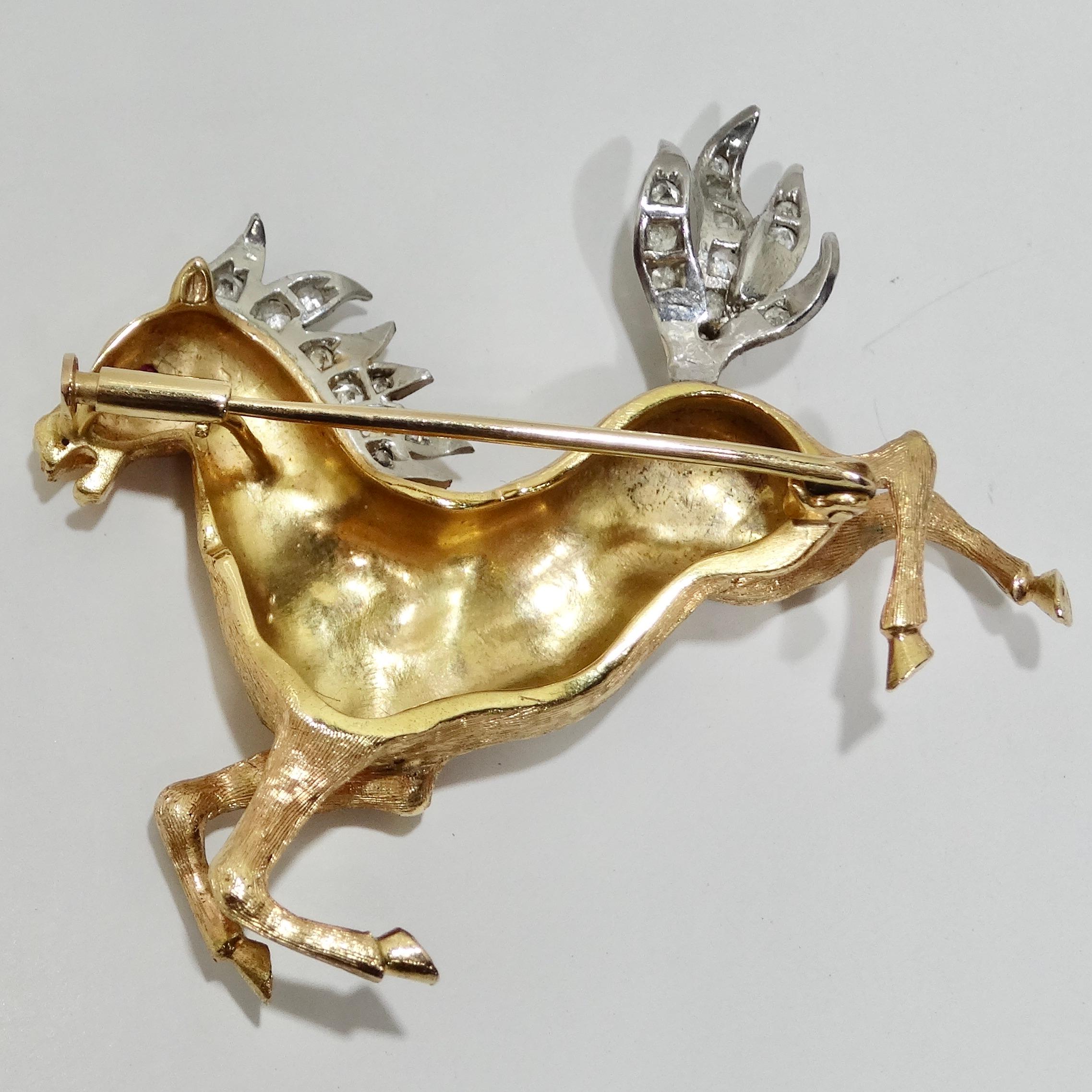 18K Gold Diamond Horse Pin For Sale 3