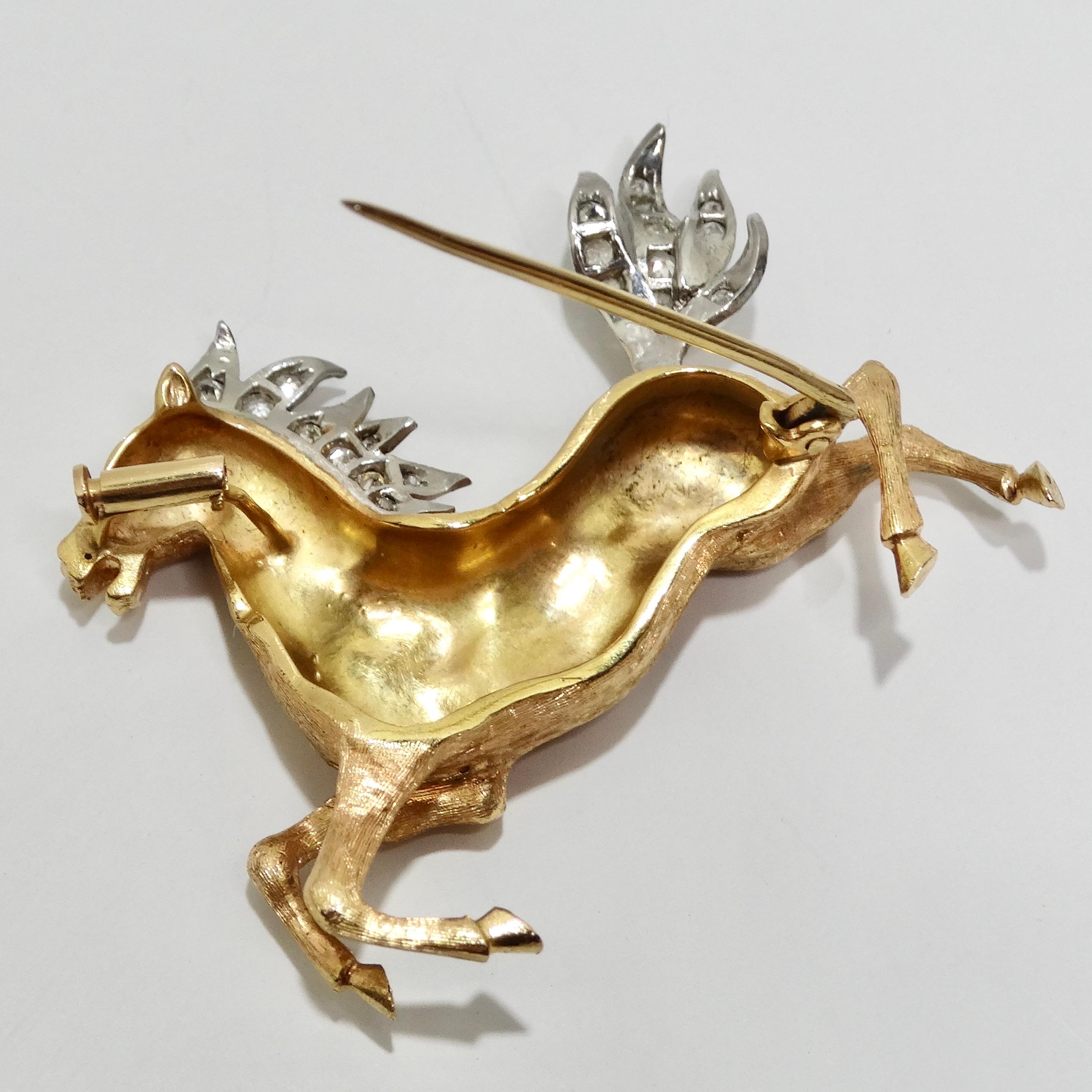 18K Gold Diamant Pferd Pin im Angebot 4