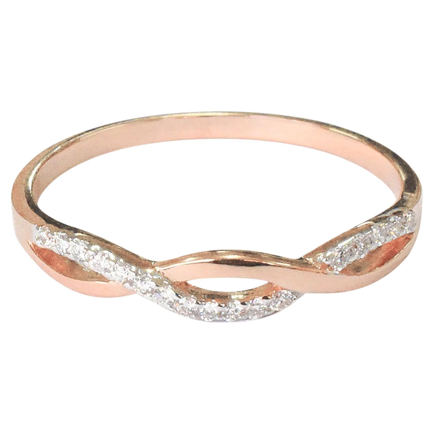 For Sale:  18k Gold Diamond Infinity Band Wedding Ring