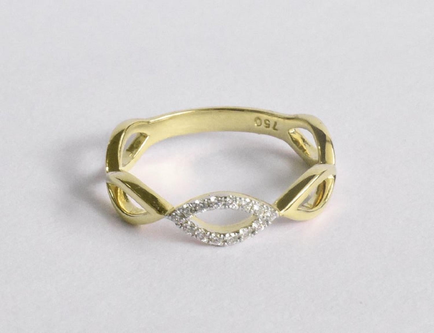 For Sale:  18K Gold Diamond Infinity Ring Twisted Band Ring Diamond Wedding Ring 3