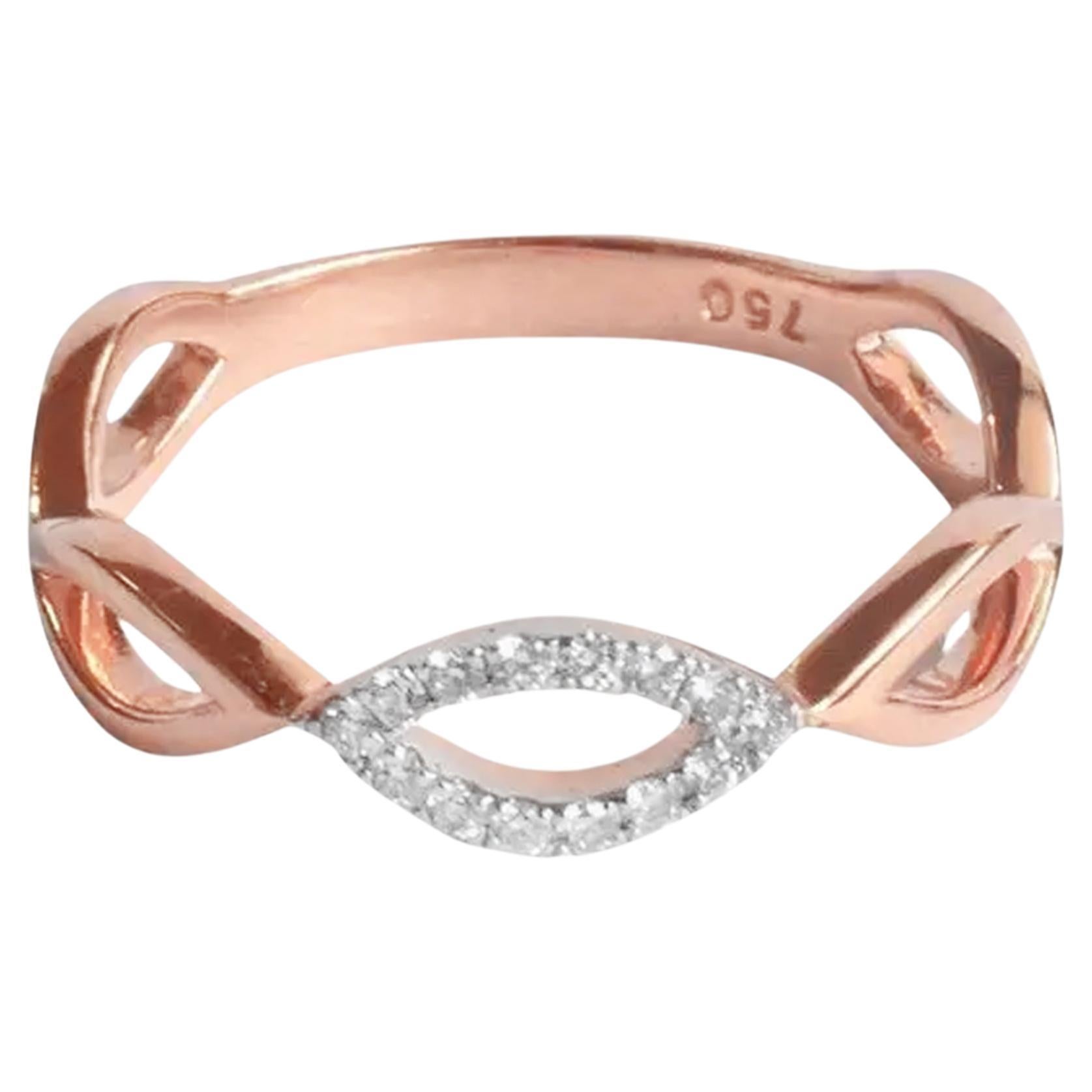 18K Gold Diamond Infinity Ring Twisted Band Ring Diamond Wedding Ring