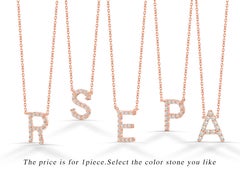 18k Gold Diamond Initial Necklace Personalize Initial Pendant letter Charm