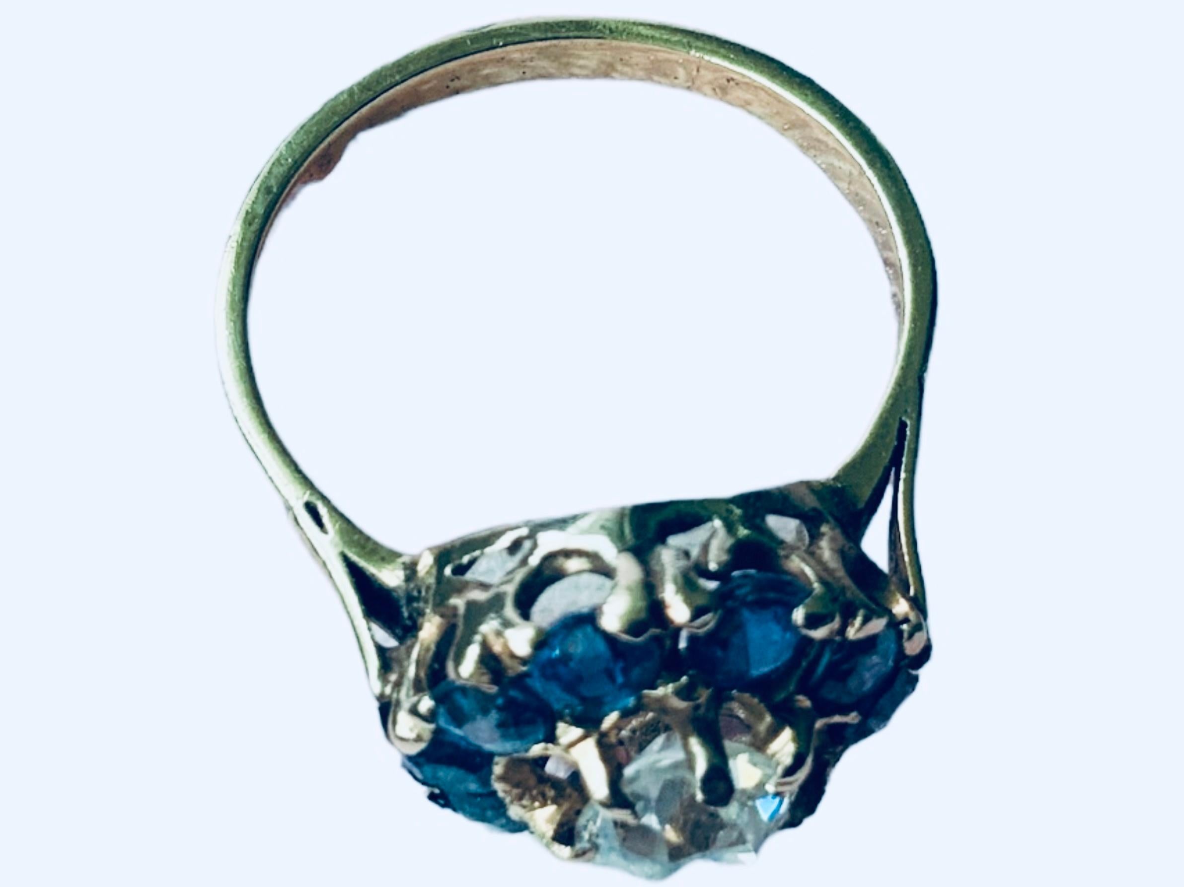 Anello a grappolo con diamante e iolite in oro 18k in vendita 8