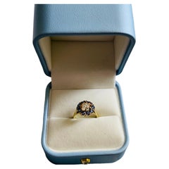 18k Gold Diamond Iolite Cluster Ring