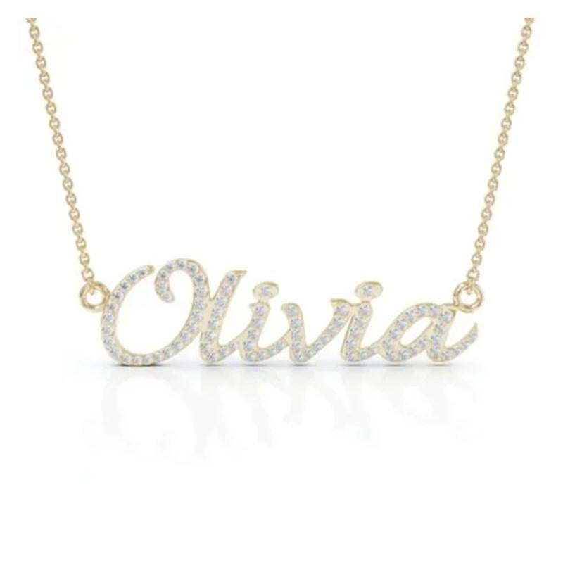 This beautiful Diamond Name Pendant features Round Cut Diamonds in pave setting 18k Gold Alphabet or Name mounting, ranging from 1 letter up to 9 letters. Makes a perfect gift for your loved ones for Anniversaries, Birthdays, Valentine's, and