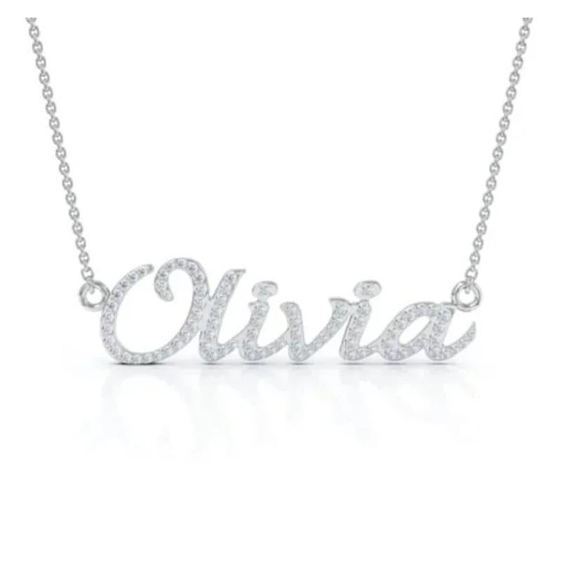 Modern Creative Round Diamond 18K Gold Letter Name Necklace For Sale