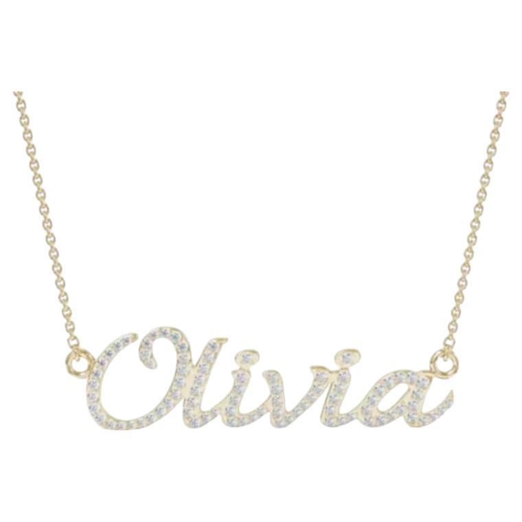 Creative Round Diamond 18K Gold Letter Name Necklace For Sale