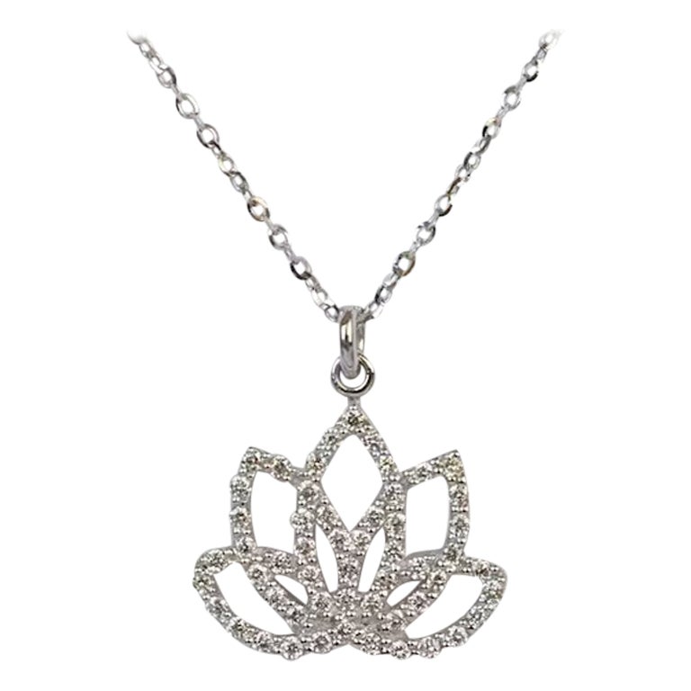 18k Gold Diamond Lotus Necklace 