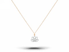 18k Gold Diamond Lotus Necklace Meditation Necklace Floral Necklace
