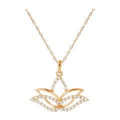 18k Gold Diamond Lotus Necklace Minimalist Spiritual Lotus Necklace