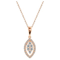 Collar de Diamantes Marquesa Halo de Oro de 18k Colgante de Diamantes Marquesa en Racimo