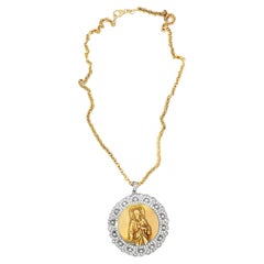 18K Gold Diamond Medallion Pendant / Necklace