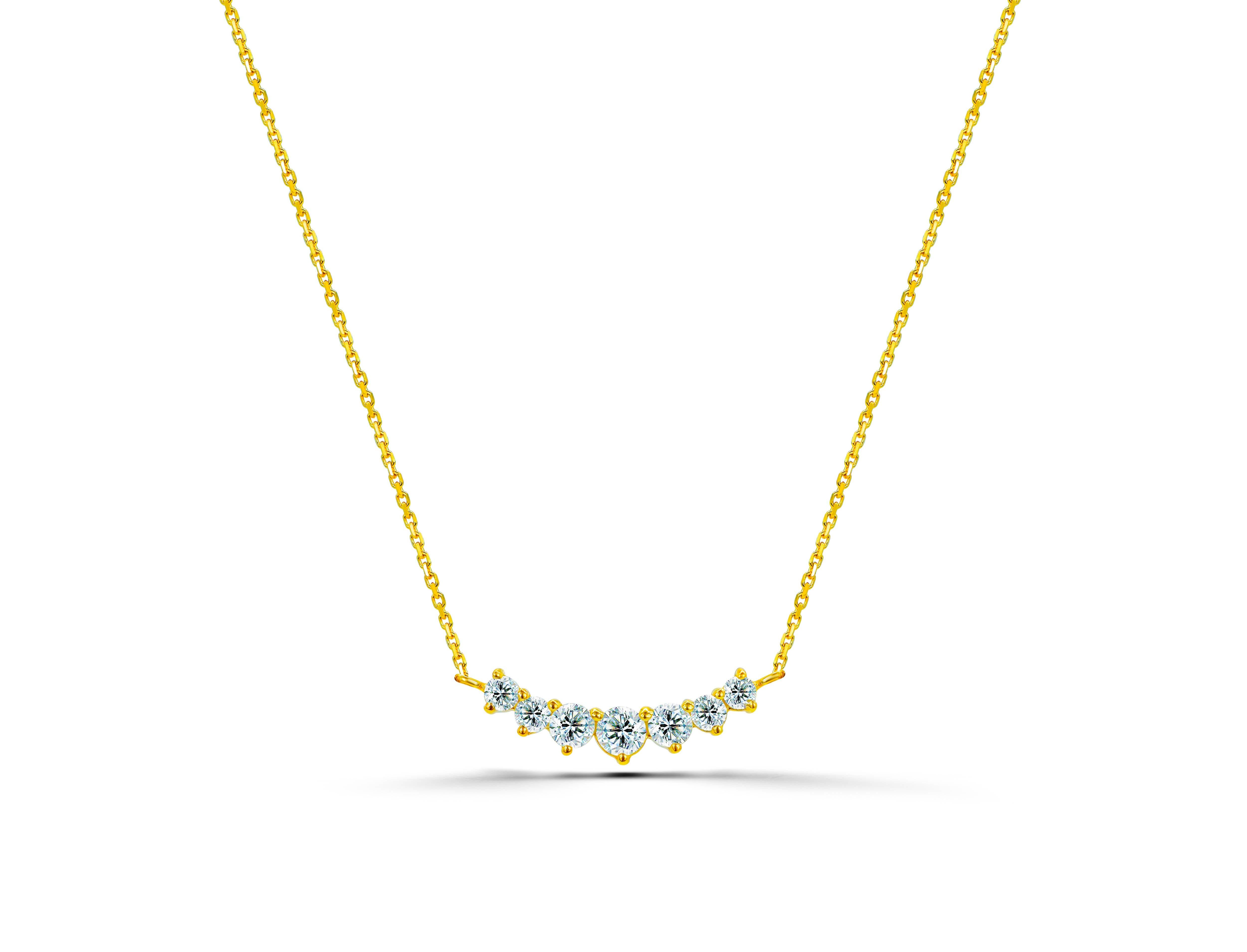 Modern 18k Gold Diamond Minimalist Cluster Band Necklace Wedding Diamond Necklace For Sale